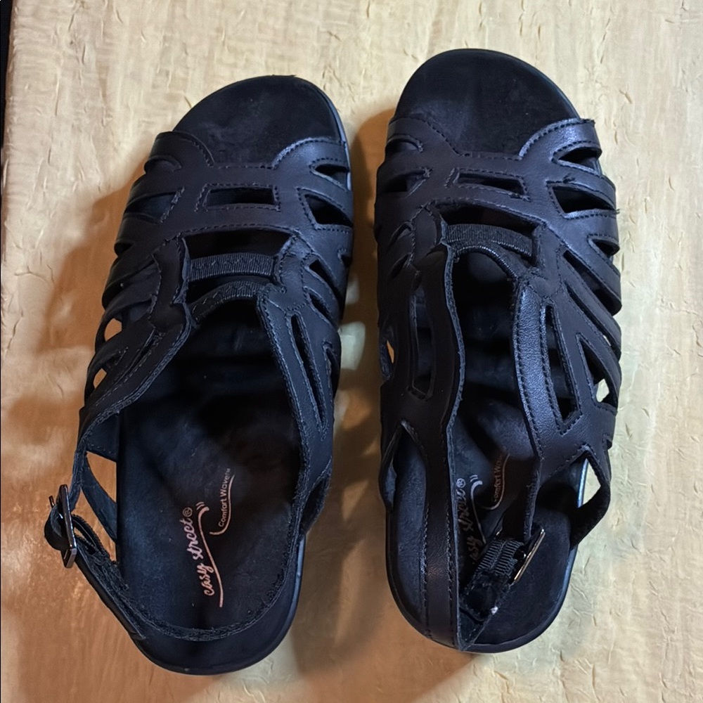 Easy Street Black Comfort Sandals-6WW